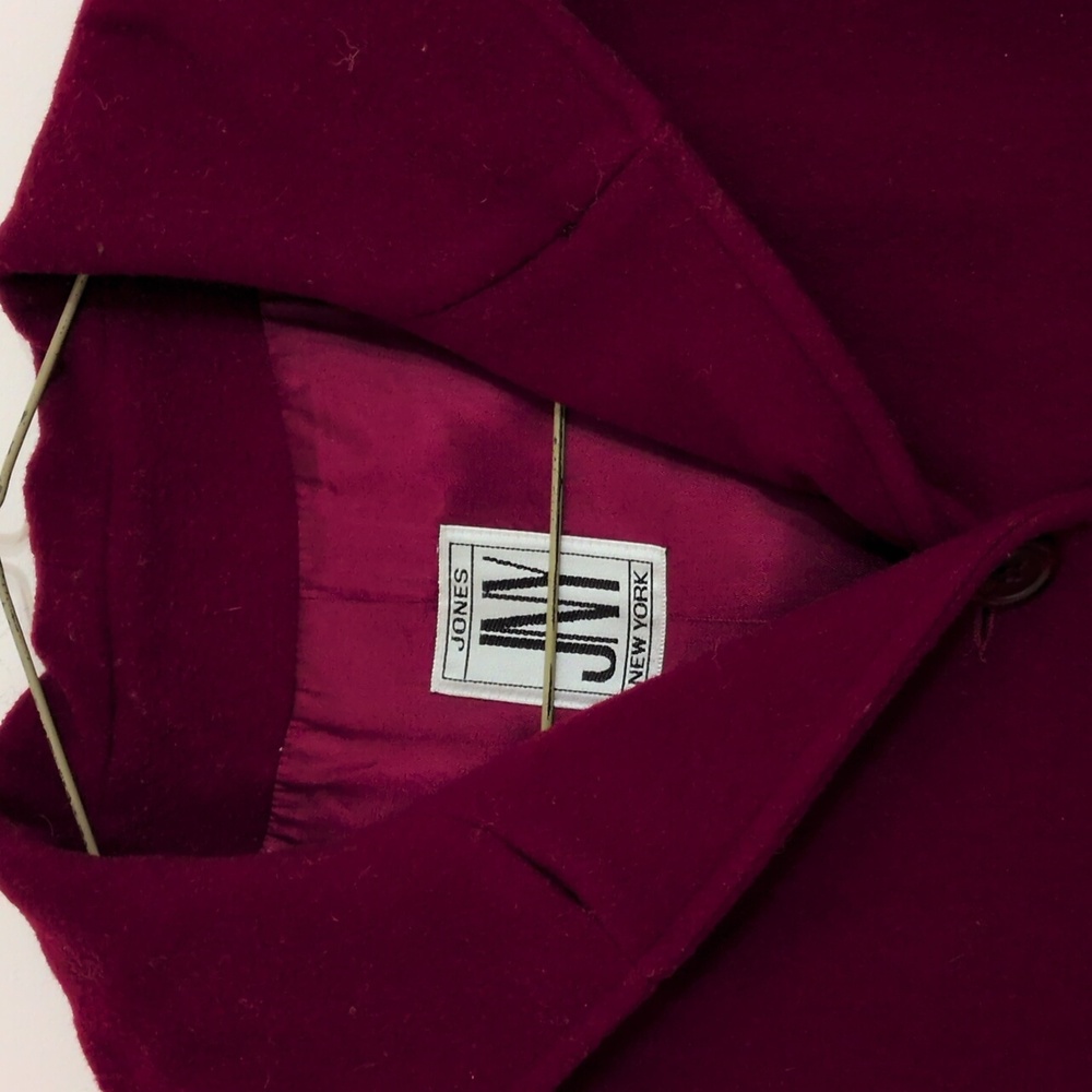 Jones of NY Red Hooded Wool Midi Coat 2 Pockets Fully Lined Size M - Picture 6 of 8